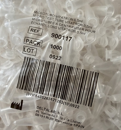 0.5ml clear plastic storage vial with snap cap - watertight x 1000