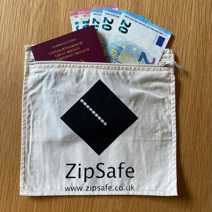 Soft Cotton Zip up Bag - Zipsafe - Keeps cash and valuables together Pack of 10