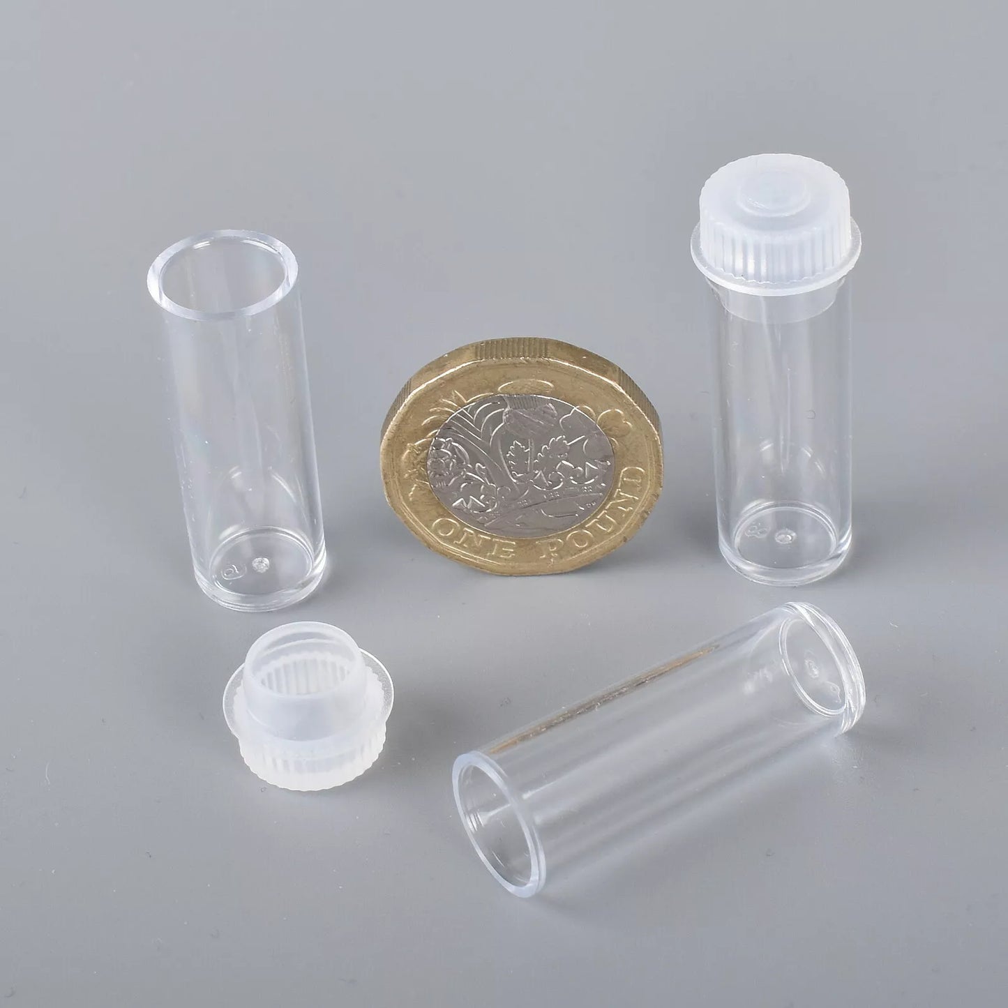 Small 1ml Clear Plastic Containers with push caps crafts - Test Tube Vial PS