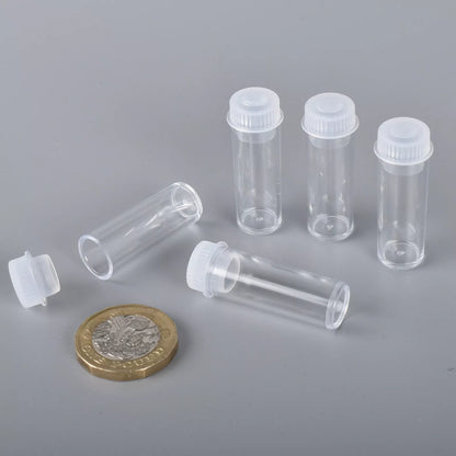 Small 1ml Clear Plastic Containers with push caps crafts - Test Tube Vial PS